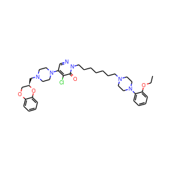 CCOc1ccccc1N1CCN(CCCCCCCn2ncc(N3CCN(C[C@@H]4COc5ccccc5O4)CC3)c(Cl)c2=O)CC1 ZINC000027102731