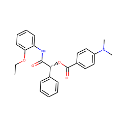 CCOc1ccccc1NC(=O)[C@H](OC(=O)c1ccc(N(C)C)cc1)c1ccccc1 ZINC000003263849