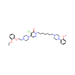 CCOc1ccccc1OCCN1CCN(c2cnn(CCCCCCCN3CCN(c4ccccc4OC)CC3)c(=O)c2Cl)CC1 ZINC000029467369