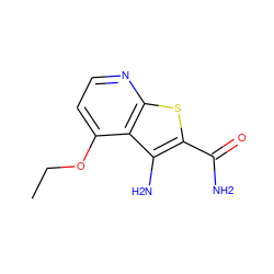 CCOc1ccnc2sc(C(N)=O)c(N)c12 ZINC000038764752