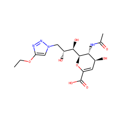 CCOc1cn(C[C@@H](O)[C@@H](O)[C@@H]2OC(C(=O)O)=C[C@H](O)[C@H]2NC(C)=O)nn1 ZINC000064549749