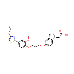 CCOc1csc(-c2ccc(OCCCOc3ccc4c(c3)CC[C@H]4CC(=O)O)c(OC)c2)n1 ZINC000014977206