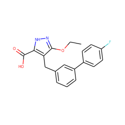 CCOc1n[nH]c(C(=O)O)c1Cc1cccc(-c2ccc(F)cc2)c1 ZINC000095554942