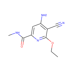 CCOc1nc(C(=O)NC)cc(N)c1C#N ZINC000014959972