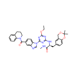 CCOc1nc(N[C@@H](Cc2ccc3c(c2)COC(C)(C)O3)C(=O)NC)nc(-n2cnc3cc(C(=O)N4CCCc5ccccc54)ccc32)n1 ZINC000058583448