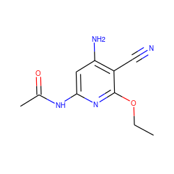 CCOc1nc(NC(C)=O)cc(N)c1C#N ZINC000014959957