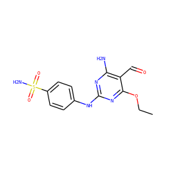 CCOc1nc(Nc2ccc(S(N)(=O)=O)cc2)nc(N)c1C=O ZINC000103199909