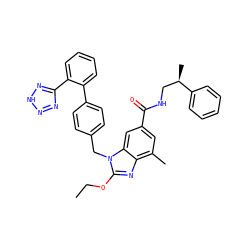 CCOc1nc2c(C)cc(C(=O)NC[C@@H](C)c3ccccc3)cc2n1Cc1ccc(-c2ccccc2-c2nn[nH]n2)cc1 ZINC000653751524