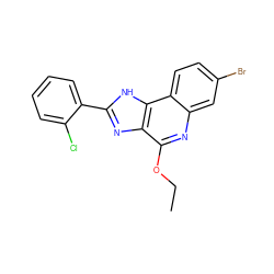 CCOc1nc2cc(Br)ccc2c2[nH]c(-c3ccccc3Cl)nc12 ZINC000073222626