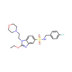 CCOc1nc2cc(S(=O)(=O)NCc3ccc(F)cc3)ccc2n1CCN1CCOCC1 ZINC000028337068