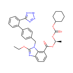 CCOc1nc2cccc(C(=O)O[C@H](C)OC(=O)OC3CCCCC3)c2n1Cc1ccc(-c2ccccc2-c2nn[nH]n2)cc1 ZINC000004074875