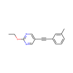 CCOc1ncc(C#Cc2cccc(C)c2)cn1 ZINC000040975360