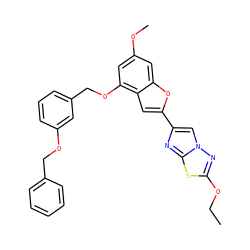 CCOc1nn2cc(-c3cc4c(OCc5cccc(OCc6ccccc6)c5)cc(OC)cc4o3)nc2s1 ZINC000653757401