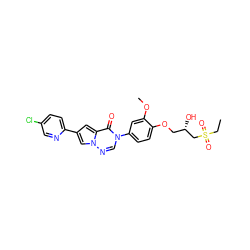 CCS(=O)(=O)C[C@@H](O)COc1ccc(-n2cnn3cc(-c4ccc(Cl)cn4)cc3c2=O)cc1OC ZINC000140534601