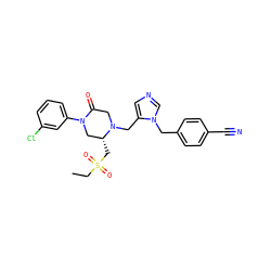 CCS(=O)(=O)C[C@@H]1CN(c2cccc(Cl)c2)C(=O)CN1Cc1cncn1Cc1ccc(C#N)cc1 ZINC000027210329