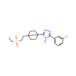 CCS(=O)(=O)CCC12CCC(c3nnc(-c4cccc(Cl)c4)n3C)(CC1)CC2 ZINC000071316699