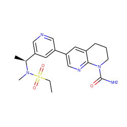 CCS(=O)(=O)N(C)[C@@H](C)c1cncc(-c2cnc3c(c2)CCCN3C(N)=O)c1 ZINC001772600382