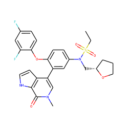 CCS(=O)(=O)N(C[C@@H]1CCCO1)c1ccc(Oc2ccc(F)cc2F)c(-c2cn(C)c(=O)c3[nH]ccc23)c1 ZINC000146737106