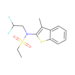 CCS(=O)(=O)N(CC(F)F)c1sc2ccccc2c1C ZINC000115231480