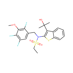 CCS(=O)(=O)N(Cc1cc(F)c(F)c(OC)c1F)c1sc2ccccc2c1C(C)(C)O ZINC000115232007