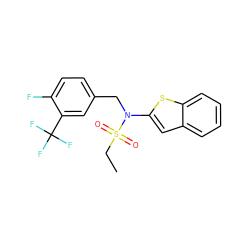 CCS(=O)(=O)N(Cc1ccc(F)c(C(F)(F)F)c1)c1cc2ccccc2s1 ZINC000115228546