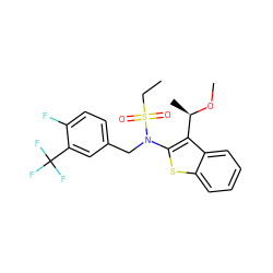 CCS(=O)(=O)N(Cc1ccc(F)c(C(F)(F)F)c1)c1sc2ccccc2c1[C@@H](C)OC ZINC000115233730