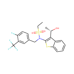 CCS(=O)(=O)N(Cc1ccc(F)c(C(F)(F)F)c1)c1sc2ccccc2c1[C@H](C)O ZINC000115233860