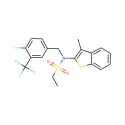 CCS(=O)(=O)N(Cc1ccc(F)c(C(F)(F)F)c1)c1sc2ccccc2c1C ZINC000115232139