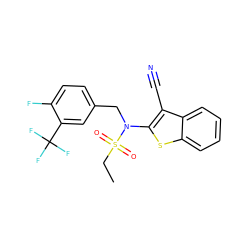 CCS(=O)(=O)N(Cc1ccc(F)c(C(F)(F)F)c1)c1sc2ccccc2c1C#N ZINC000115236238