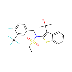 CCS(=O)(=O)N(Cc1ccc(F)c(C(F)(F)F)c1)c1sc2ccccc2c1C(C)(C)O ZINC000115233717