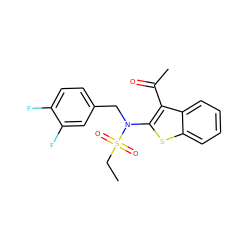 CCS(=O)(=O)N(Cc1ccc(F)c(F)c1)c1sc2ccccc2c1C(C)=O ZINC000115250477