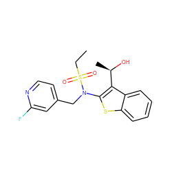 CCS(=O)(=O)N(Cc1ccnc(F)c1)c1sc2ccccc2c1[C@@H](C)O ZINC000115232176