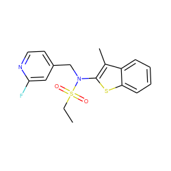 CCS(=O)(=O)N(Cc1ccnc(F)c1)c1sc2ccccc2c1C ZINC000115234800