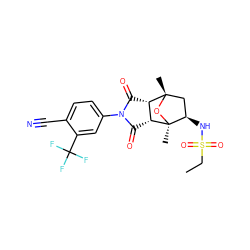 CCS(=O)(=O)N[C@@H]1C[C@]2(C)O[C@]1(C)[C@@H]1C(=O)N(c3ccc(C#N)c(C(F)(F)F)c3)C(=O)[C@@H]12 ZINC000142635268