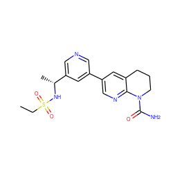 CCS(=O)(=O)N[C@H](C)c1cncc(-c2cnc3c(c2)CCCN3C(N)=O)c1 ZINC001772577483