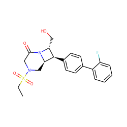 CCS(=O)(=O)N1CC(=O)N2[C@H](CO)[C@@H](c3ccc(-c4ccccc4F)cc3)[C@H]2C1 ZINC000095603053