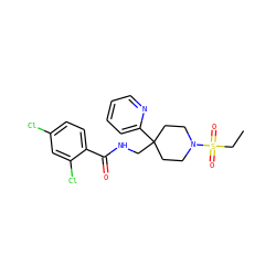 CCS(=O)(=O)N1CCC(CNC(=O)c2ccc(Cl)cc2Cl)(c2ccccn2)CC1 ZINC000034631303