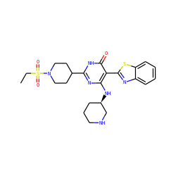 CCS(=O)(=O)N1CCC(c2nc(N[C@@H]3CCCNC3)c(-c3nc4ccccc4s3)c(=O)[nH]2)CC1 ZINC001772651737