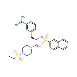 CCS(=O)(=O)N1CCN(C(=O)[C@@H](Cc2cccc(C(=N)N)c2)NS(=O)(=O)c2ccc3ccccc3c2)CC1 ZINC000026837164