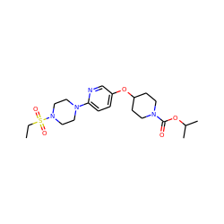 CCS(=O)(=O)N1CCN(c2ccc(OC3CCN(C(=O)OC(C)C)CC3)cn2)CC1 ZINC000049068387