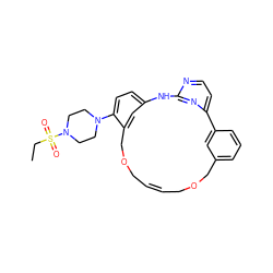 CCS(=O)(=O)N1CCN(c2ccc3cc2COCC=CCOCc2cccc(c2)-c2ccnc(n2)N3)CC1 ZINC000254134682