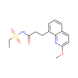 CCS(=O)(=O)NC(=O)CCc1cccc2ccc(OC)nc12 ZINC001772610169