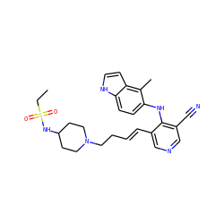 CCS(=O)(=O)NC1CCN(CC/C=C/c2cncc(C#N)c2Nc2ccc3[nH]ccc3c2C)CC1 ZINC000045351258