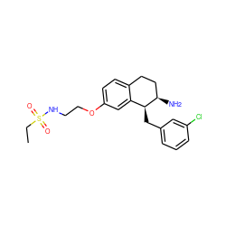 CCS(=O)(=O)NCCOc1ccc2c(c1)[C@H](Cc1cccc(Cl)c1)[C@H](N)CC2 ZINC000143198989