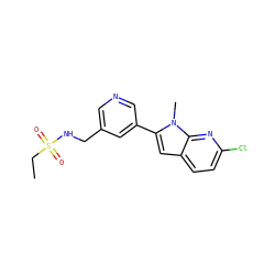 CCS(=O)(=O)NCc1cncc(-c2cc3ccc(Cl)nc3n2C)c1 ZINC000140419745