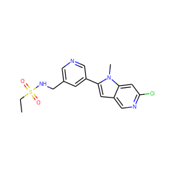 CCS(=O)(=O)NCc1cncc(-c2cc3cnc(Cl)cc3n2C)c1 ZINC000149720829