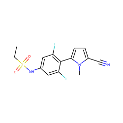 CCS(=O)(=O)Nc1cc(F)c(-c2ccc(C#N)n2C)c(F)c1 ZINC000034949558