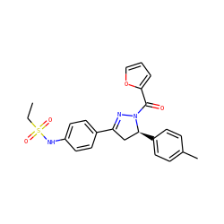 CCS(=O)(=O)Nc1ccc(C2=NN(C(=O)c3ccco3)[C@@H](c3ccc(C)cc3)C2)cc1 ZINC000001077231