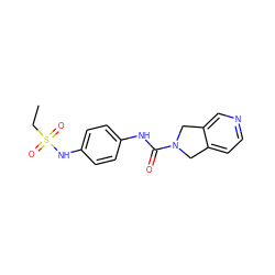 CCS(=O)(=O)Nc1ccc(NC(=O)N2Cc3ccncc3C2)cc1 ZINC000166984898