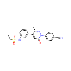 CCS(=O)(=O)Nc1cccc(-c2cc(=O)n(-c3ccc(C#N)cc3)nc2C)c1 ZINC000096272403